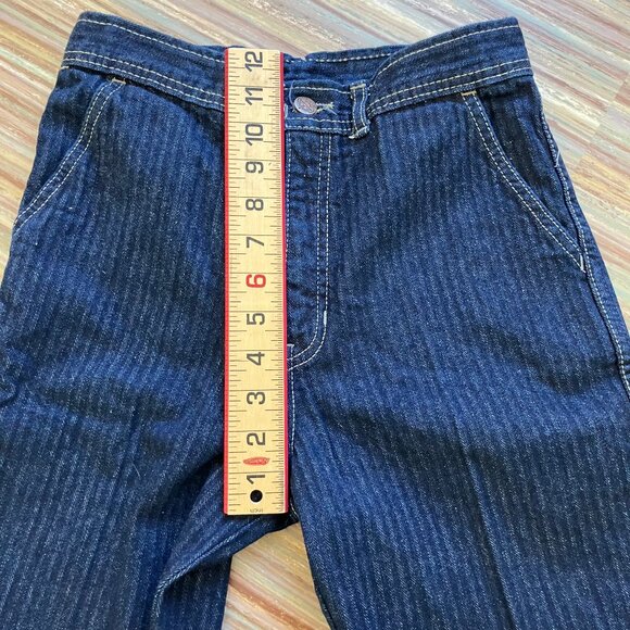 Santana Pinstripe Denim Trouser Jeans Vintage Made in Canada Single Back Pocket - Picture 3 of 7
